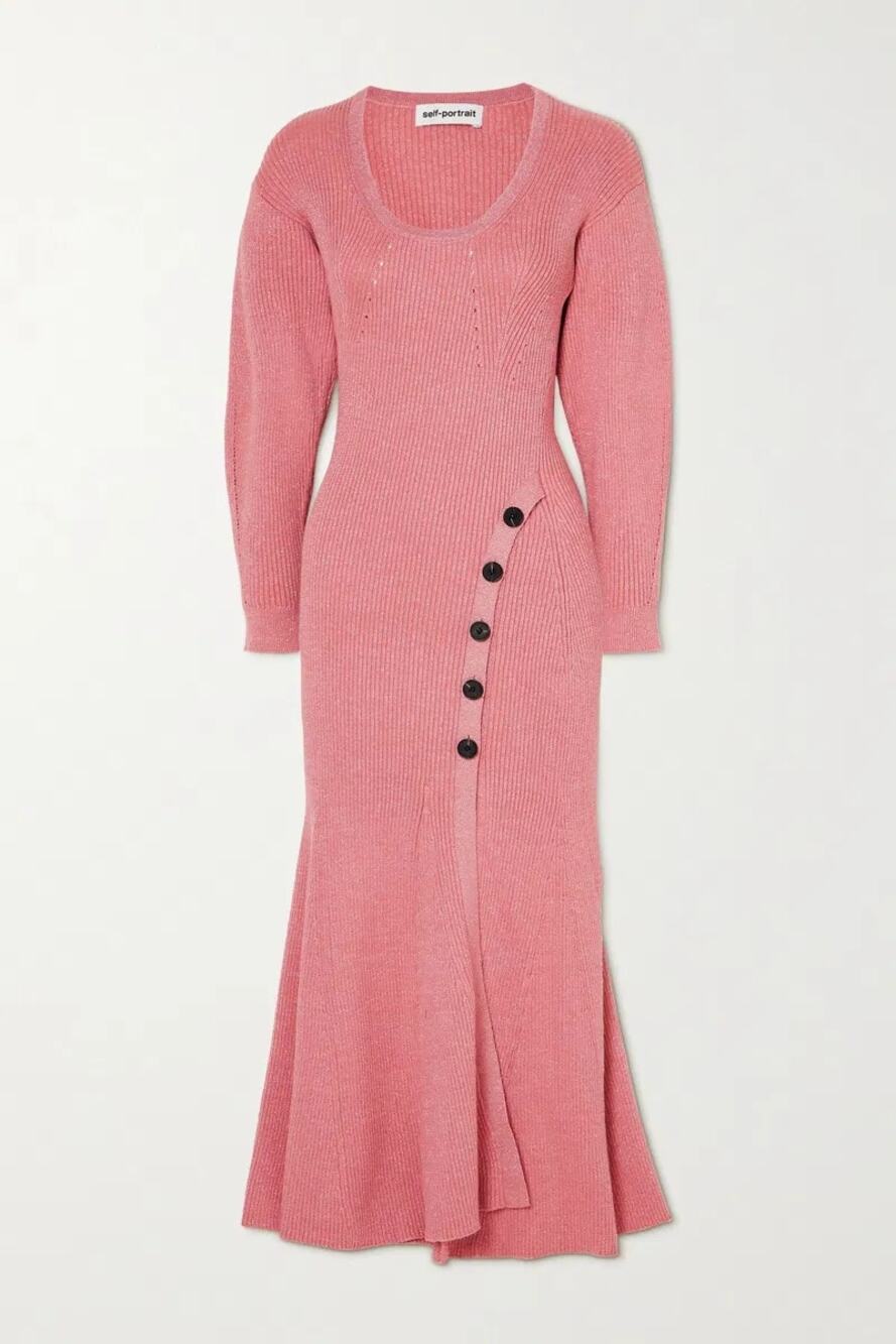 Self Portrait Long Sleeve Knit Midi Dress NWT